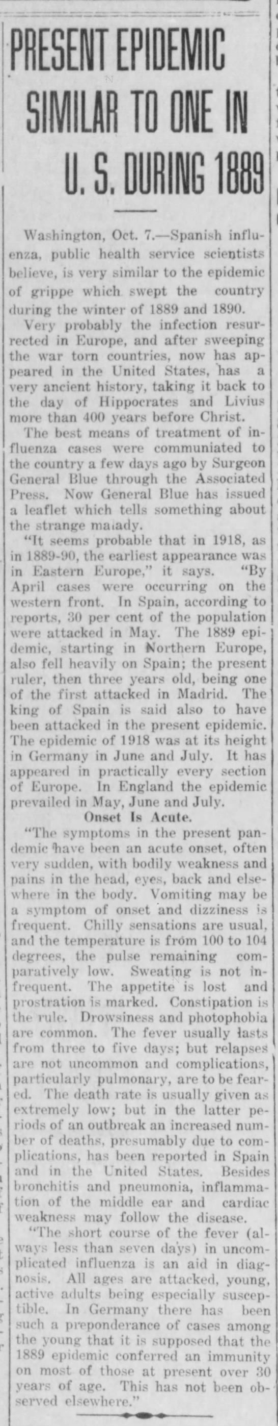 Spanish Flu The Eagle Oct. 7, 1918.jfif